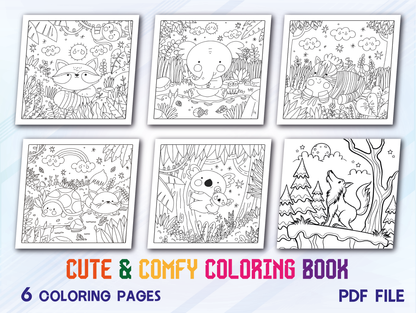 Super cute animal characters coloring book