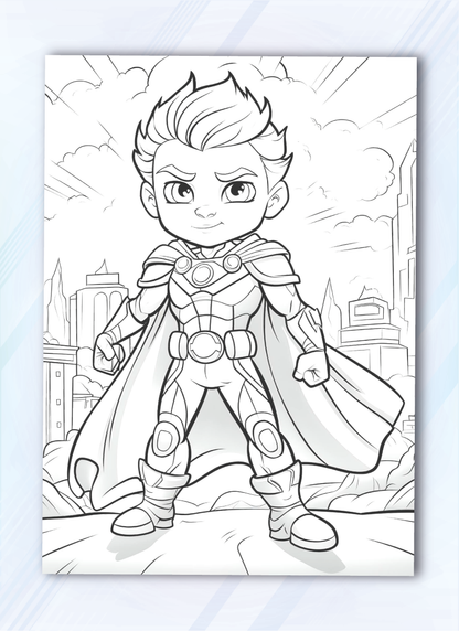 Super hero Adventure Coloring Pages for Kids, Preschoolers, Boys and Girls